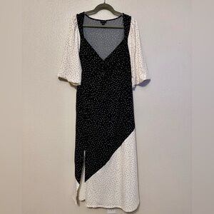 Torrid Asymmetrical Black and White Polka Dot Dress